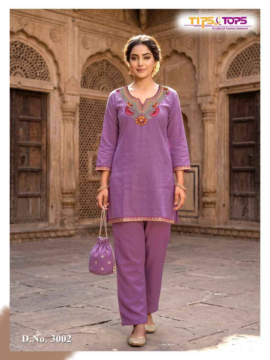 TRENDY TOUCH By TIPS & TOPS 3001 To 3006 Series Designer Collection Rayon Co-ord Set At Wholesale Price